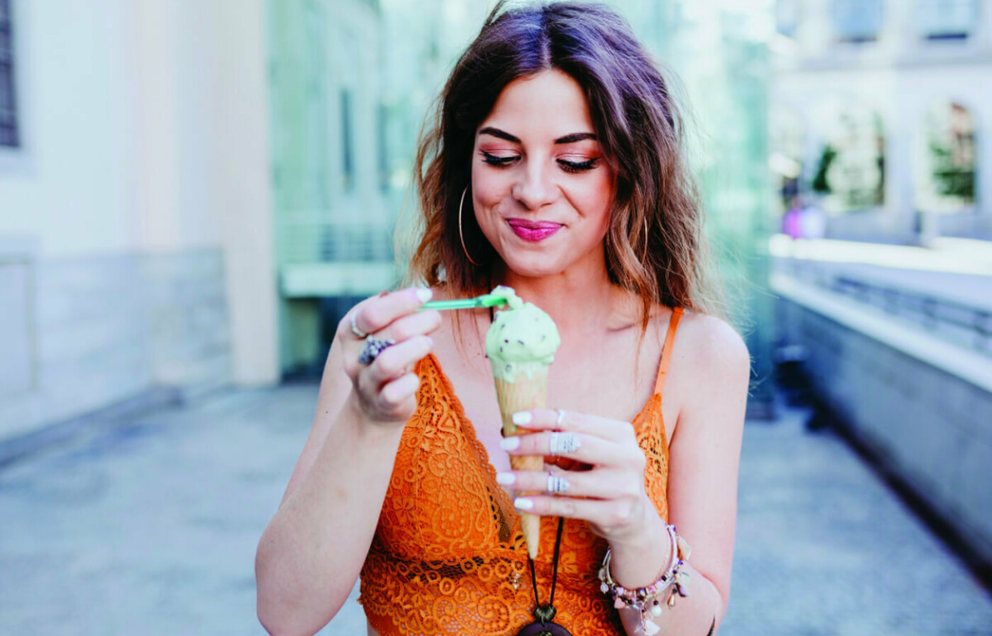 woman eating ice cream