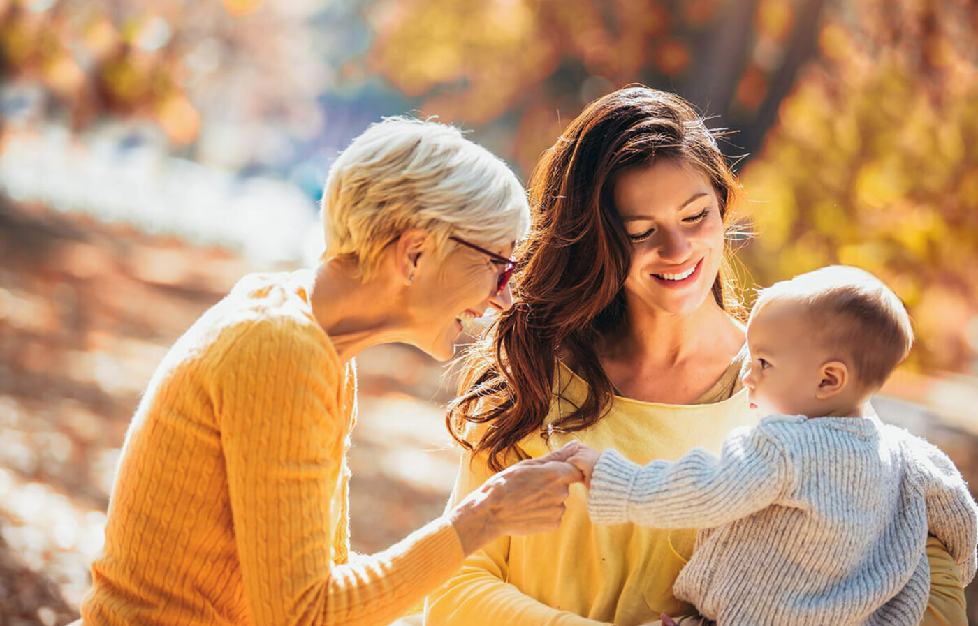 three generations of women and baby