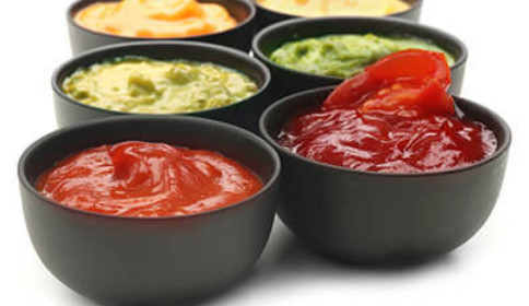 variety of dips and salsas