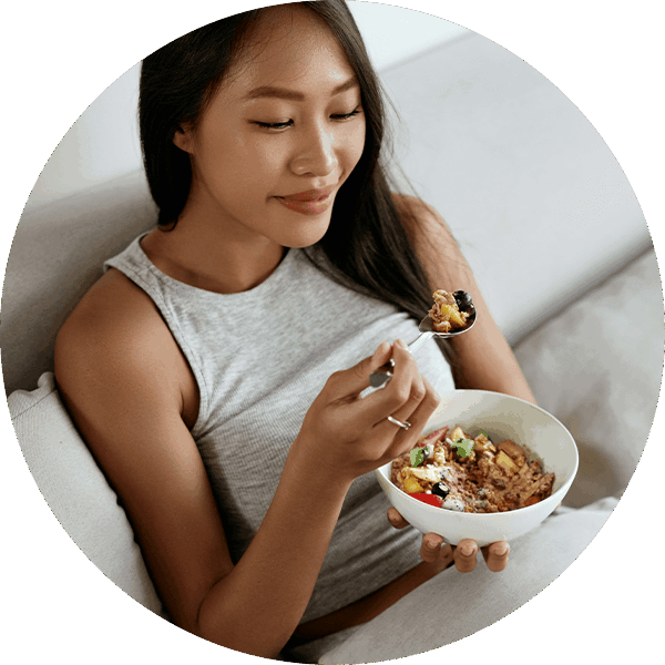 woman eating cereal
