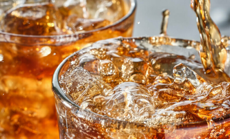 reduced sugar soda in glass