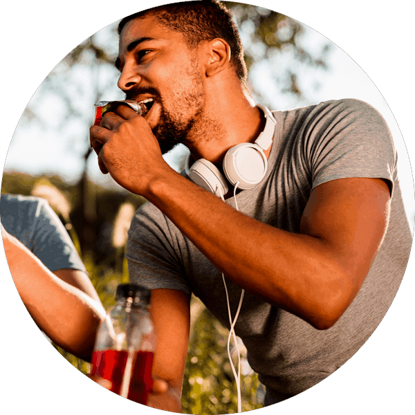 healthy man drinking juice