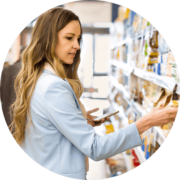 woman shopping in grocery aisle