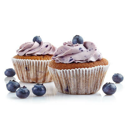 two blueberry cupcakes
